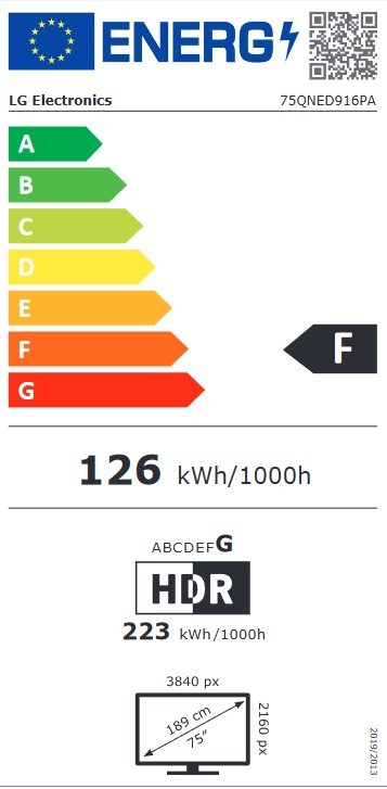 Etiqueta de Eficiencia Energética - 75QNED916PA