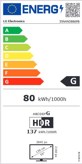 Etiqueta de Eficiencia Energética - 55NANO886PB