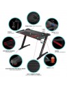 Mesa gaming - Eureka Ergonomic Z1-S Zeus, Iluminación RGB