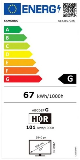 Etiqueta de Eficiencia Energética - UE43TU7025