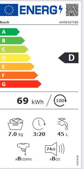 Etiqueta de Eficiencia Energética - WAN2427XES