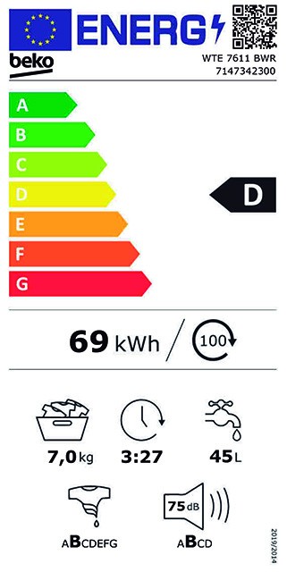 Etiqueta de Eficiencia Energética - WTE 7611 BWR