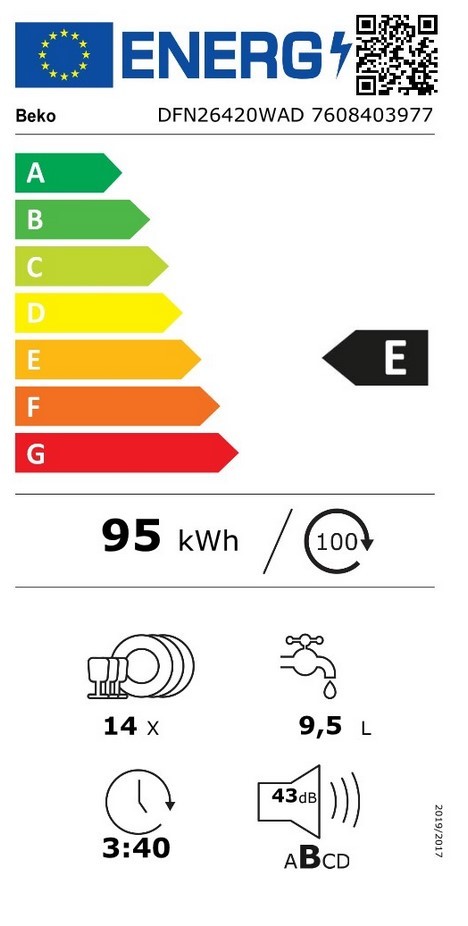 Etiqueta de Eficiencia Energética - DFN26420WAD