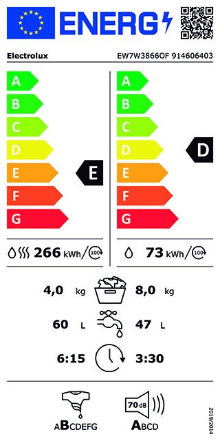 Etiqueta de Eficiencia Energética - EW7W3866OF