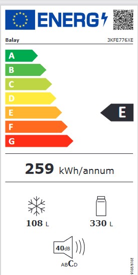 Etiqueta de Eficiencia Energética - 3KFE776XE
