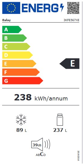 Etiqueta de Eficiencia Energética - 3KFE567XE