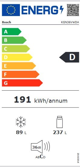 Etiqueta de Eficiencia Energética - KGN36VWDA