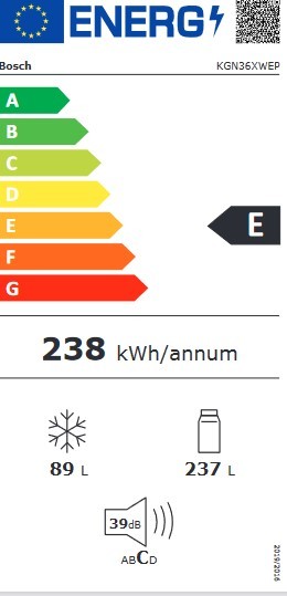 Etiqueta de Eficiencia Energética - KGN36XWEP