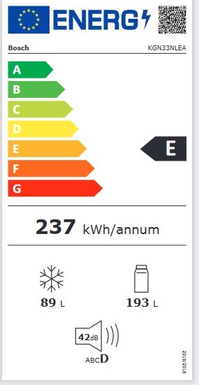 Etiqueta de Eficiencia Energética - KGN33NLEA