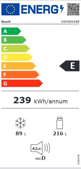 Etiqueta de Eficiencia Energética - KGN36NWEB