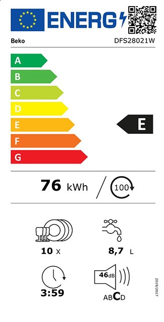 Etiqueta de Eficiencia Energética - DFS28021W