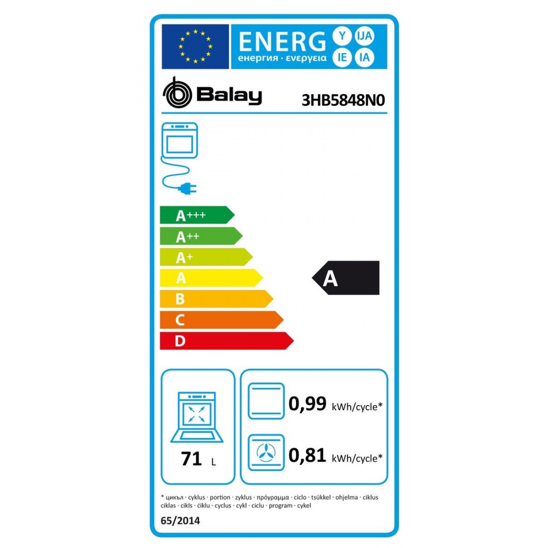 Horno Multifunción - Balay 3HB5848N0, Eficiencia A, Negro, Abatible,  Pirólisis | Electrónica Vicente