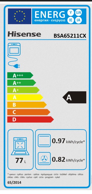 Etiqueta de Eficiencia Energética - BSA65211CX