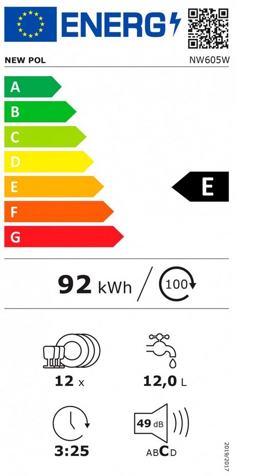 Etiqueta de Eficiencia Energética - NW605W
