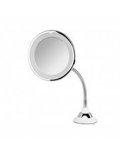 Espejo de aumento x10 brazo flexible con ventosa y luz 