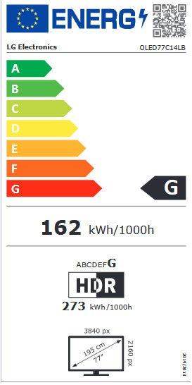 Etiqueta de Eficiencia Energética - OLED77C14LB