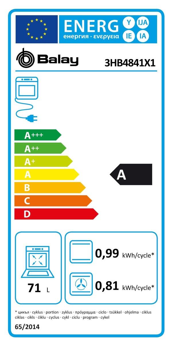 Horno Multifunción - Balay 3HB4841X1, Eficiencia A, Acero Inoxidable,  Abatible, Pirólisis | Electrónica Vicente