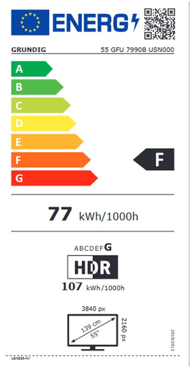Etiqueta de Eficiencia Energética - 55GFU7990B