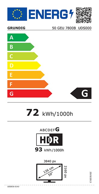 Etiqueta de Eficiencia Energética - 50GFU7800B