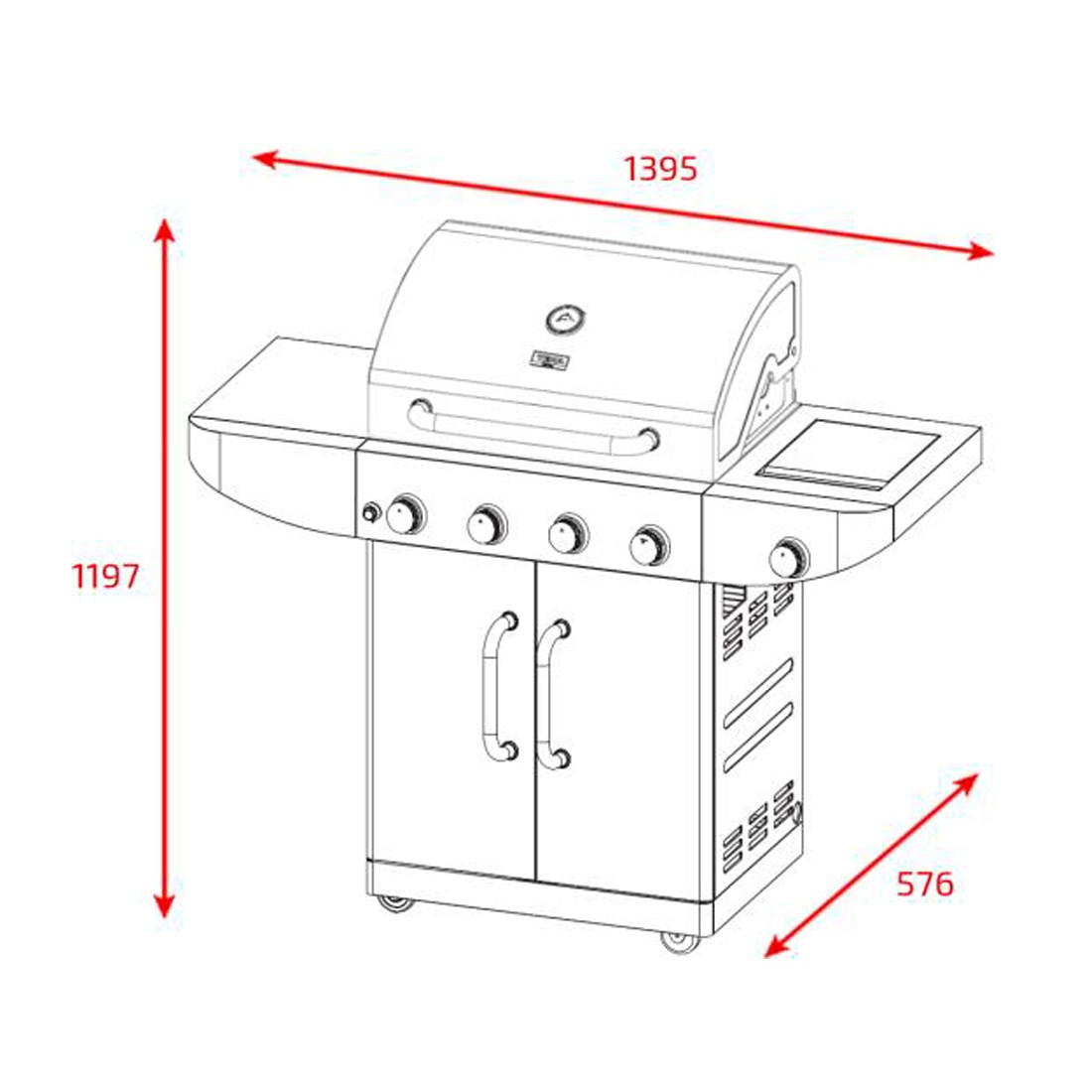 Barbacoa Gas - Teka Cooker T-BBQ 4100 G, 139 cm, 5 quemadores, Inox