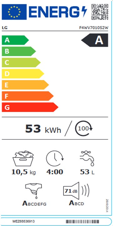 Etiqueta de Eficiencia Energética - F4WV7010S2W