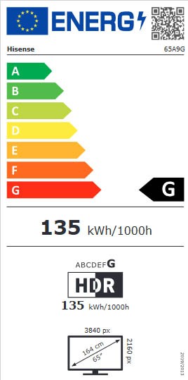 Etiqueta de Eficiencia Energética - 65A9G