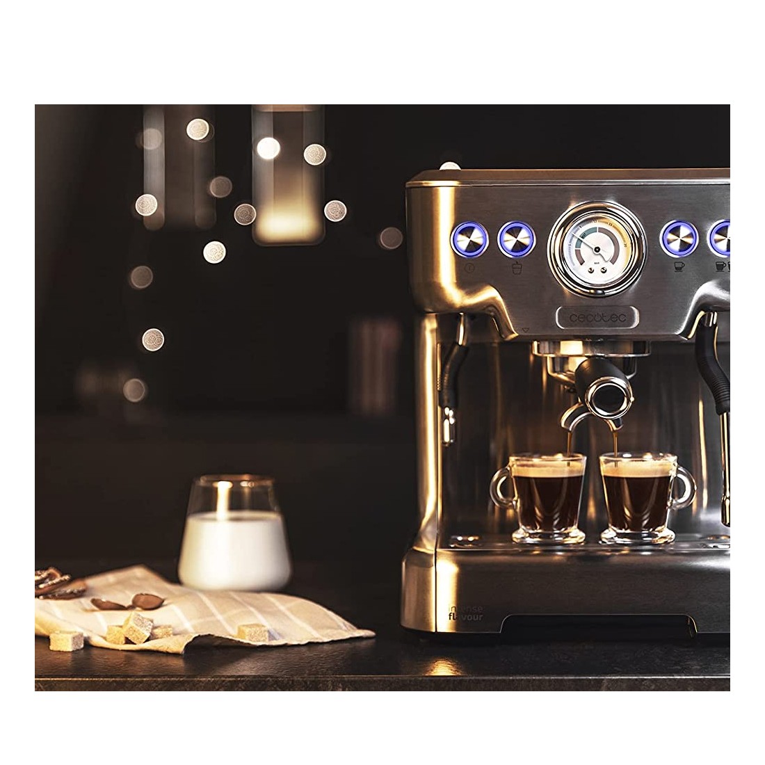 Cecotec Cafetera Express Power Espresso 20 Barista Pro. Thermoblock para  Café y Espumar Leche, 20 Bares, Manómetro PressurePro.