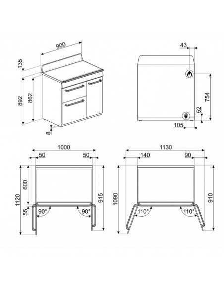 Cocina Gas - Smeg TR93GR, Seis...