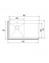 Fregadero Sobre Encimera - Cata  CBS-1 40-40 D R10, 50 cm, Una Cubeta y Escurridor, Inox