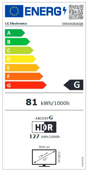 Etiqueta de Eficiencia Energética - 55NANO826QB