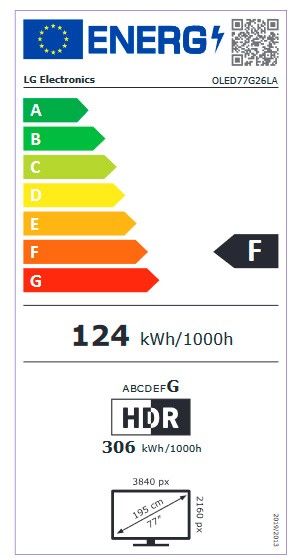 Etiqueta de Eficiencia Energética - OLED77G26LA