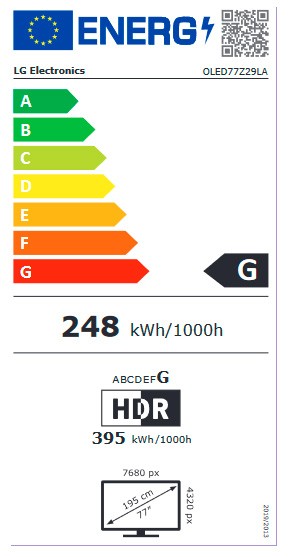 Etiqueta de Eficiencia Energética - OLED77Z29LA