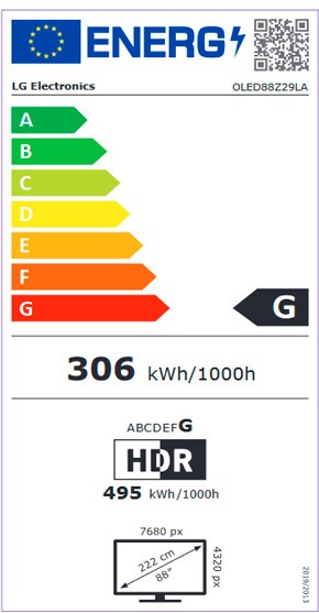 Etiqueta de Eficiencia Energética - OLED88Z29LA