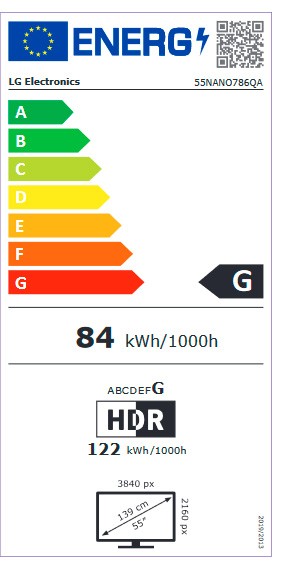 Etiqueta de Eficiencia Energética - 55NANO786QA