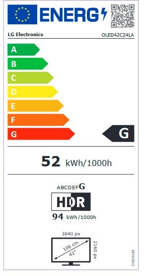 Etiqueta de Eficiencia Energética - OLED42C24LA
