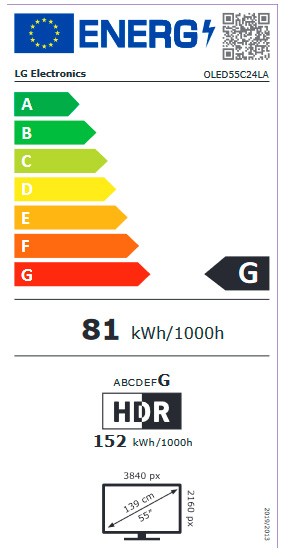 Etiqueta de Eficiencia Energética - OLED55C24LA