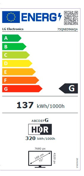 Etiqueta de Eficiencia Energética - 75QNED966QA