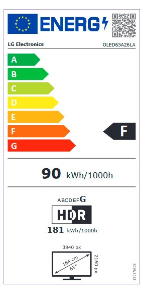 Etiqueta de Eficiencia Energética - OLED65A26LA