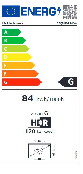 Etiqueta de Eficiencia Energética - 55QNED866QA