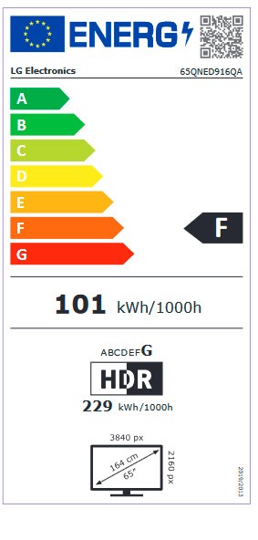 Etiqueta de Eficiencia Energética - 65QNED916QA