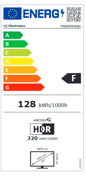 Etiqueta de Eficiencia Energética - 75QNED916QA