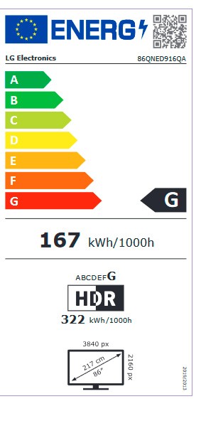 Etiqueta de Eficiencia Energética - 86QNED916QA