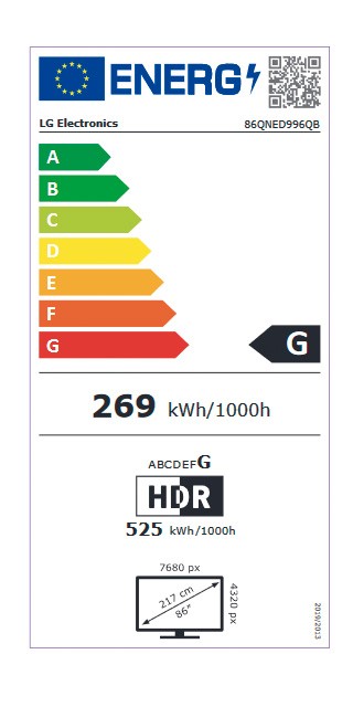Etiqueta de Eficiencia Energética - 86QNED996QB