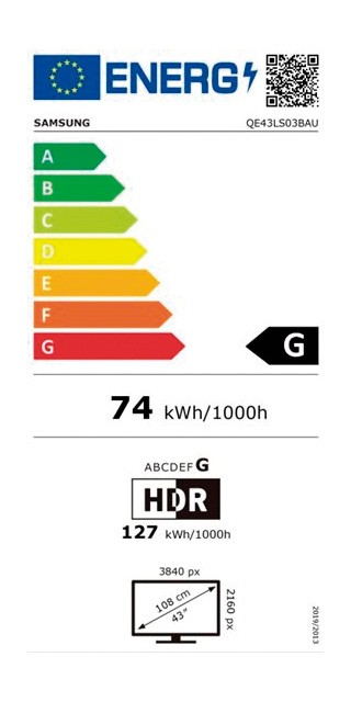 Etiqueta de Eficiencia Energética - QE43LS03BAUXXC