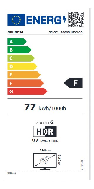 Etiqueta de Eficiencia Energética - 55GFU7800B