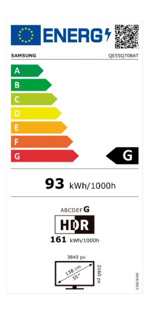 Etiqueta de Eficiencia Energética - QE55Q70B