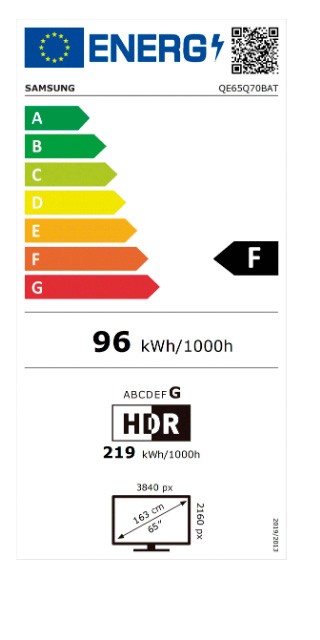 Etiqueta de Eficiencia Energética - QE65Q70B