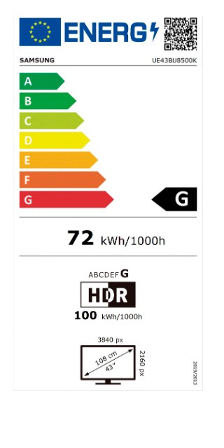 Etiqueta de Eficiencia Energética - UE43BU8500