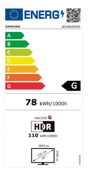 Etiqueta de Eficiencia Energética - UE50BU8500
