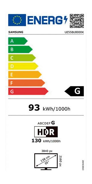 Etiqueta de Eficiencia Energética - UE55BU8000
